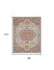 8' X 10' Pink And Ivory Southwestern Distressed Area Rug