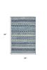 2' X 3' Blue And Ivory Striped Area Rug