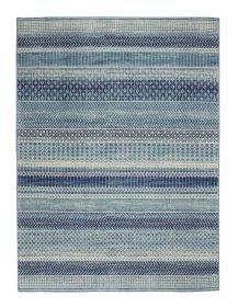 4' X 6' Navy Blue And Ivory Southwestern Area Rug
