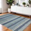 4' X 6' Navy Blue And Ivory Southwestern Area Rug