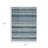 5' X 7' Navy Blue And Ivory Southwestern Area Rug