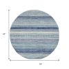 5' Navy Blue And Ivory Southwestern Round Rug
