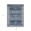 5' X 7' Navy Blue And Ivory Tribal Area Rug