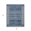 8' X 10' Navy Blue And Ivory Tribal Area Rug
