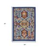 2' X 3' Blue And Ivory Oriental Area Rug