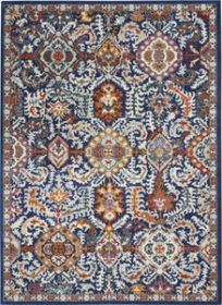 4' X 6' Blue And Ivory Oriental Area Rug