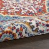 8' Red And Ivory Medallion Distressed Runner Rug