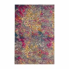 7' X 10' Yellow And Gray Abstract Area Rug