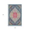 2' X 3' Blue And Ivory Medallion Distressed Area Rug