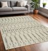 5' X 7' Gray And Ivory Geometric Distressed Area Rug