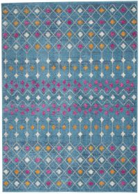 5' X 7' Blue And Orange Geometric Area Rug