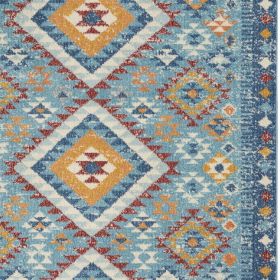 4' X 6' Blue And Orange Geometric Area Rug