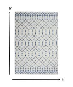 6' X 9' Ivory And Blue Geometric Area Rug
