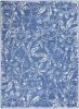 6' X 9' Blue And Ivory Floral Distressed Area Rug