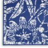 6' X 9' Ivory And Blue Floral Vines Distressed Area Rug