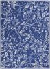 6' X 9' Ivory And Blue Floral Vines Distressed Area Rug