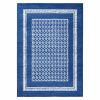 5' X 7' Blue And White Geometric Area Rug
