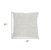 20" White Striped Cotton Blend Throw Pillow