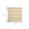 14" X 20" Cream Lumbar Throw Pillow with Pompoms And Texture
