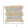18" Blue And Natural Geometric Cotton Throw Pillow with Texture