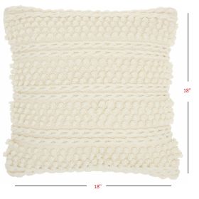 Ivory Textured Dots And Stripes Throw Pillow
