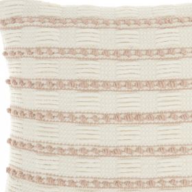 18" Blush Cotton Blend Throw Pillow