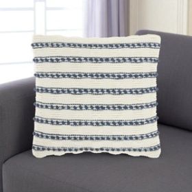 18" Navy Cotton Blend Throw Pillow