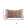 Wide Tasseled Marble Pink Lumbar Pillow
