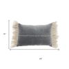 14" X 22" Steel Blue Pillow With Tassels Edges
