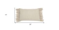14" X 22" Steel Blue Pillow With Tassels Edges