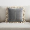 Wide Tasseled Marble Steel Blue Throw Pillow