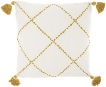 Boho Mustard Cotton Accent Throw Pillow