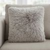 20" Light Gray Shag Accent Throw Pillow