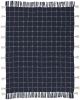 Navy And White Stitched Square Pattern Cotton Throw Blanket