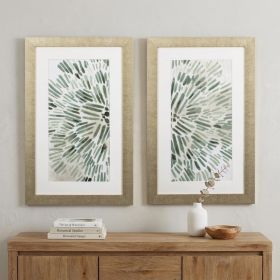 Set of Two Seafoam Green Watercolor Floral Wall Art