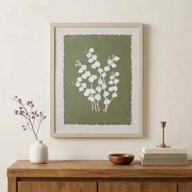 Moss Green and White Botanical Flowers 2 Wall Art