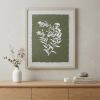 Moss Green and White Botanical Flowers 3 Wall Art