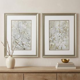 Set of Two Small White Flowers Wall Art