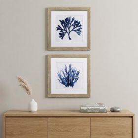Set of Two Navy Underwater Coral Watercolor Wall Art