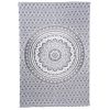 80" X 56" Gray And White Mandala Cotton Hanging Tapestry