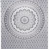 80" X 56" Gray And White Mandala Cotton Hanging Tapestry