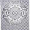 80" X 56" Gray And White Mandala Cotton Hanging Tapestry