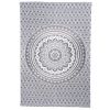 80" X 56" Gray And White Mandala Cotton Hanging Tapestry