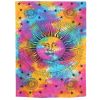 80" X 56" Blue Pink And Yellow Cotton Hanging Tapestry
