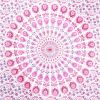 80" X 56" Pink And White Mandala Cotton Hanging Tapestry