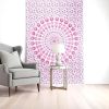 80" X 56" Pink And White Mandala Cotton Hanging Tapestry