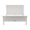 White Solid Wood Queen Bed Frame