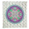 88" X 84" Green Purple And White Floral Cotton Hanging Tapestry