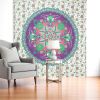 88" X 84" Green Purple And White Floral Cotton Hanging Tapestry