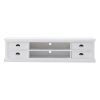 71" White Solid Wood Enclosed and Open Storage TV Stand